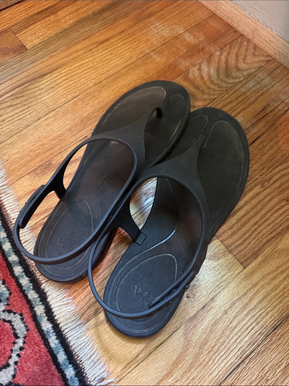 Zara brown rubber Women's Slingback Thong Sandals 39 8.5 - Picture 2 of 3